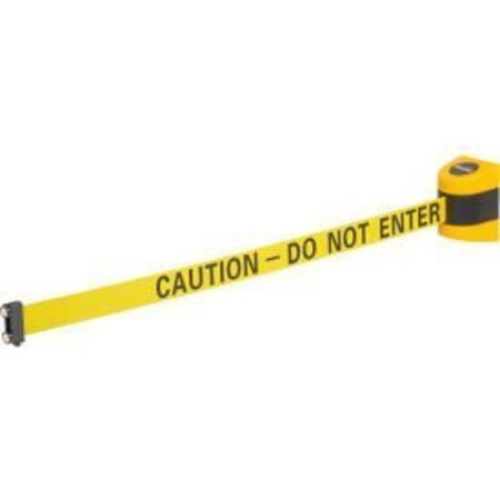 GLOBAL EQUIPMENT Global Industrial„¢ Magnetic Retractable Belt Barrier, Yellow Case W/15' Yellow "Caution" Belt GLOBAL-MWP400Y-YBC150